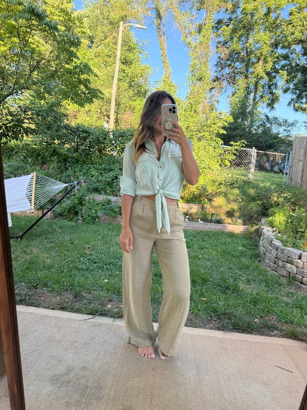 Zara 100% Linen Wide-Leg Trousers — Sand